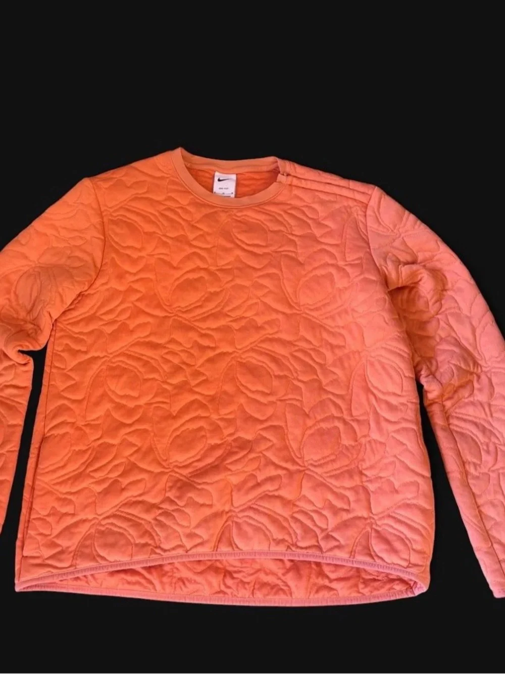 Nike Quilted Long-Sleeve Crew Neck - Coral Orange Size Medium